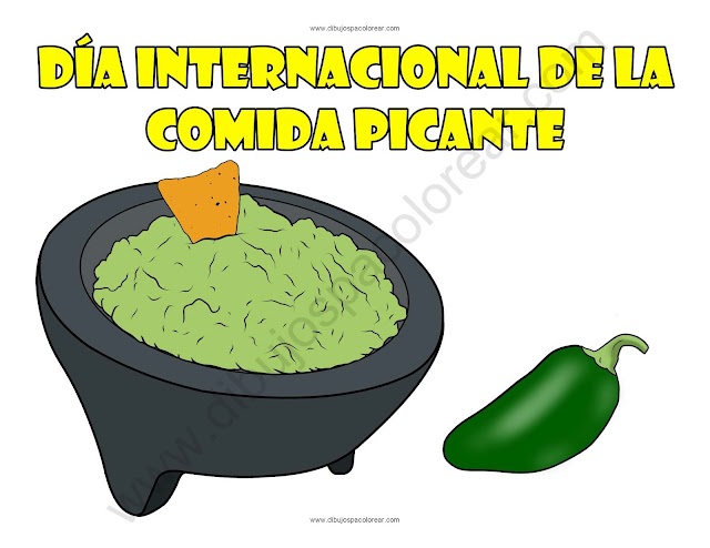 Día internacional de la comida picante dibujo a color y para colorear
